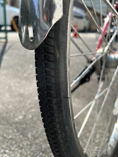 【返品保証付き】　No701　大型バッテリー電動アシスト自転車　返品保証付き　26インチ　パナソニック ティモ・W　2017年型　ピンク　バッテリー8Ah（ロングモード40km以上）レンタサイクル店で使用していた自転車。メンテナンス済み。タイヤ、チューブ1年以内に交換、9分山。