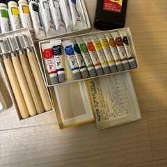[受け渡し者決定]絵の具、墨汁彫刻刀の画像