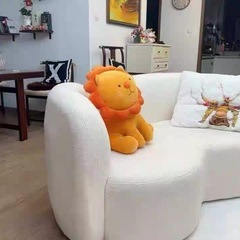 2人用ソファ　170cmホワイトファブリックソファ 曲線デザインの画像