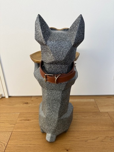 【美品】犬型トレイ付き置物 ドッグ サングラス ベルト 首輪 鍵置き 