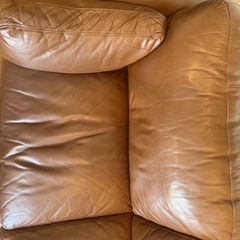 ニトリ 3人掛け本革ソファ ブラウンの画像