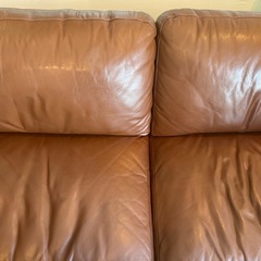 ニトリ 3人掛け本革ソファ ブラウンの画像