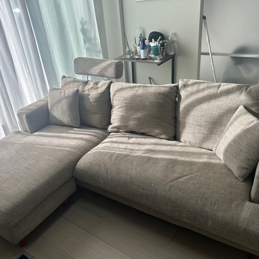 【LOWYA】オッドマン付き3人がけソファ