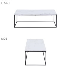 LOWYA　テーブル センターテーブル ローテーブル おしゃれ 110cm コーヒーテーブル 大理石柄 ホワイト スチール脚 シンプル 長方形の画像
