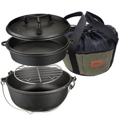 キャンピングムーン(CAMPING MOON) アウトドア ダッチオーブン 10インチ 4WAYダッジオーブン DO-28 ブラック Mの画像