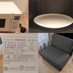 液晶テレビ・布団掃除機・ルームランナー/ランニングマシン・ソファベッド・ホットカーペット・こたつ・除湿機（サーキュレータ）・電子レンジの画像