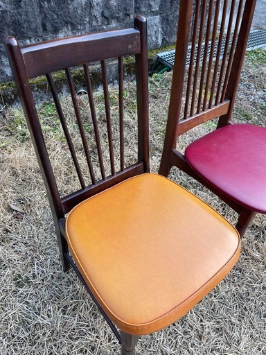 ニ脚セットダイニングチェア椅子昭和レトロ (1957bulli) 伴中央の椅子