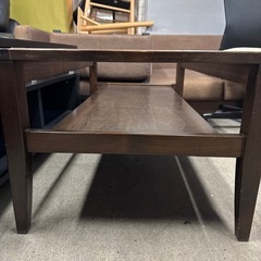 レトロ風ガラスローテーブル ウッド調の画像