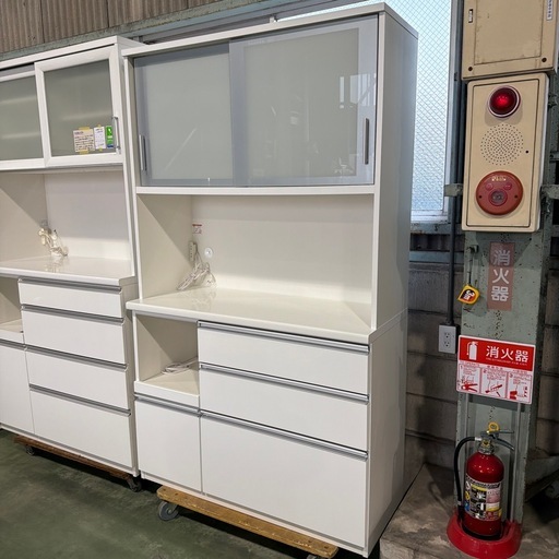 【定価24万⭐️/松田家具/ブランド家具】120食器棚　キッチン収納　キッチン家具　白　ホワイト　美品　収納棚　高級