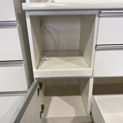 【定価24万⭐️/松田家具/ブランド家具】120食器棚　キッチン収納　キッチン家具　白　ホワイト　美品　収納棚　高級の画像