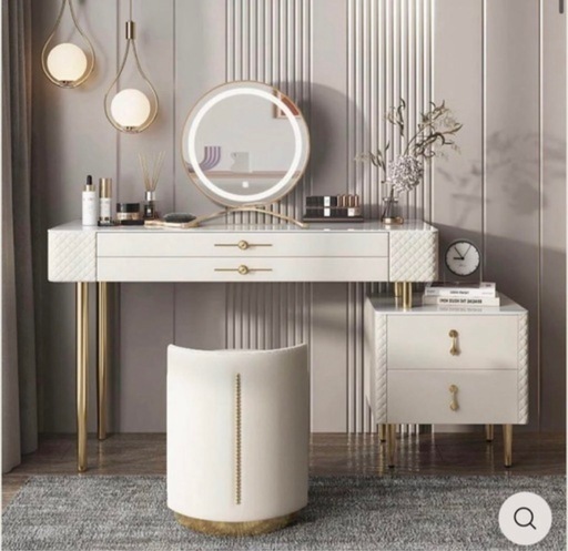 YS【中古美品】女優ミラー付きドレッサー 本体 Amazon｜女優ミラー付 ドレッサー 化粧台 鏡台 椅子付き コンセント付