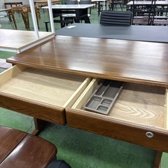 勉強机 椅子セット 学習机　デスク　PCデスク　木目調　ウッド 引き出し 鍵付属致しません。の画像