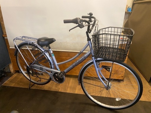 カゴ大きめ】27インチ自転車6段変速LEDオートライト (猫の手堂Cycle