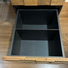 【おしゃれ】アイアン脚 デスク 木製引き出し付き ブラック×ブラウン 作業机　机　収納の画像