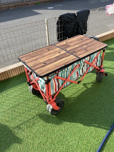 LOGOSストライプ キャリーワゴン　カートテーブルセット