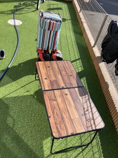 LOGOSストライプ キャリーワゴン　カートテーブルセット