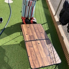 LOGOSストライプ キャリーワゴン　カートテーブルセットの画像