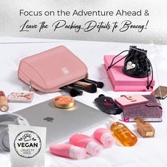  大型メイクアップバッグ、女性、子供用トラベルコスメポーチ、財布用ジッパー付きトイレタリーオーガナイザー、アクセサリー、ブラシ用のかわいいミニケース の画像