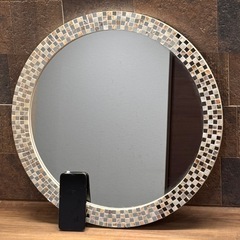Francfranc 円形ウォールミラー モザイクフレーム 直径60cm の画像