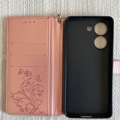 Poco X7 Pro 対応 手帳型ケース ピンクゴールド 蝶 型押しの画像