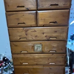 7段箪笥　ブラウン天然木製チェスト 9引き出しの画像