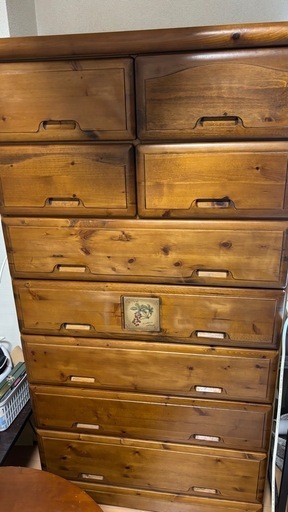 7段箪笥ブラウン天然木製チェスト 9引き出し (kiwi seki) 国分寺の収納