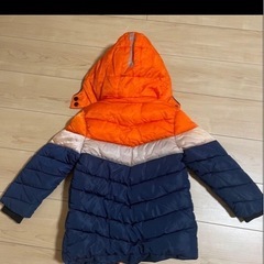 ダウンコート 130サイズ オレンジ/ネイビーの画像