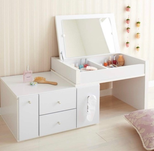 ホワイト ドレッサー 伸縮/コンセント付 (ys) 浦和美園のドレッサーの