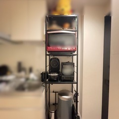 【掲載終了間近‼️】山善  突っ張りゴミ箱上ラック レンジ台の画像