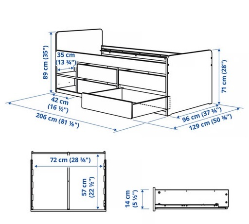 【 IKEA - イケア -】SLÄKT 収納付きベッドフレーム