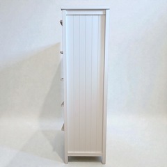 藤　ホワイトチェスト　タンス　5段引き出し　収納　ラタン　フレンチカントリーの画像