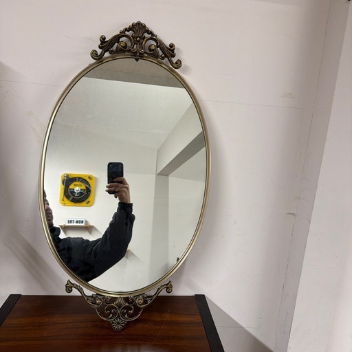 アンティーク 壁掛け鏡 楕円形 ヴィンテージレトロ (リョースケ) 玉造