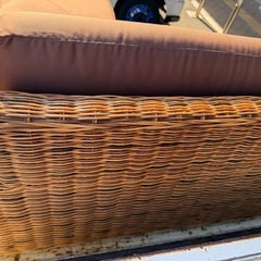 【売ります！】ラタンローソファー3人がけオットマン付きの画像