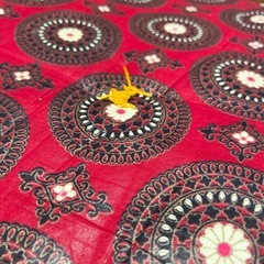 座布団3枚セット　インド風　マンダラ模様　赤系の画像