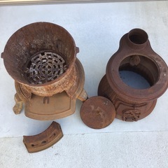 ダルマストーブ　薪ストーブ　鋳物　アイアン　暖房　ビンテージ　昭和レトロ　シャビー　ガーデニング インダストリアルの画像