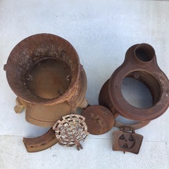 ダルマストーブ　薪ストーブ　鋳物　アイアン　暖房　ビンテージ　昭和レトロ　シャビー　ガーデニング インダストリアルの画像