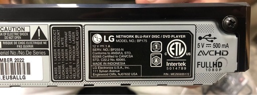 家電 LG BP175 Bluray player