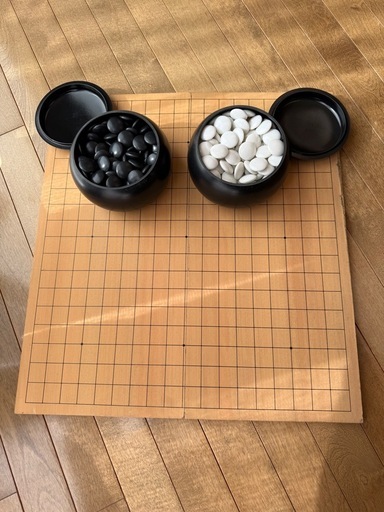 中国製碁石セット 囲碁セット 9路19路両用新桂1寸卓上碁盤セット(ガラス碁石竹・栗碁笥