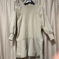 visパフスリーブ切り替えミニフレアチュニックワンピ美品の画像