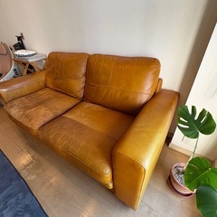 イタリアンオイルレザー3人がけソファの画像