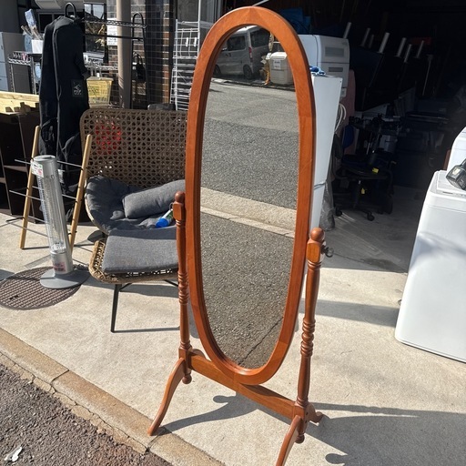 木製スタンドミラー　キズあり