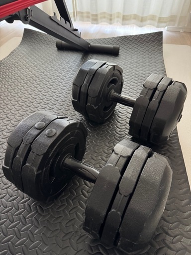 【値下げ】トレーニングセット3点（ベンチ、ダンベル、マット ）