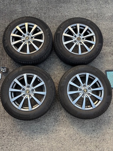 オデッセイ RC1 にて使用☆社外アルミスタッドレス☆215/60R16☆ ミシュラン スタッドレス 215/60R16 4本 ホイール付 溝5mm オデッセイ