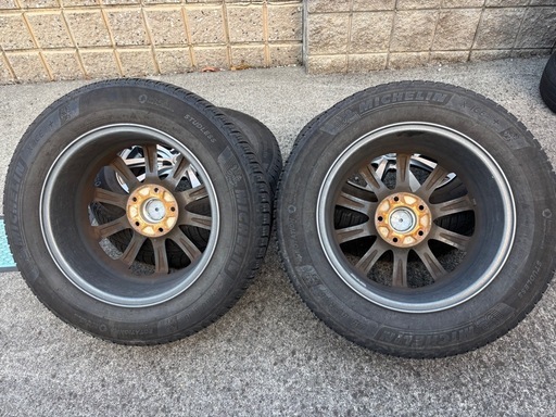 オデッセイ RC1 にて使用☆社外アルミスタッドレス☆215/60R16☆ ミシュラン スタッドレス 215/60R16 4本 ホイール付 溝5mm オデッセイ