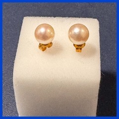 三重県伊勢市　本真珠 あこや真珠 本パール パール 18金 K18 ピアス 花珠の画像