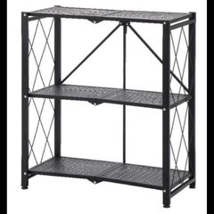 期間限定　折りたたみ可能　ラック　棚 ブラック 折り畳み 収納 引越し ガーデニング 片付けの画像