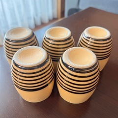 湯呑み（黄×黒ボーダー）5個セットの画像