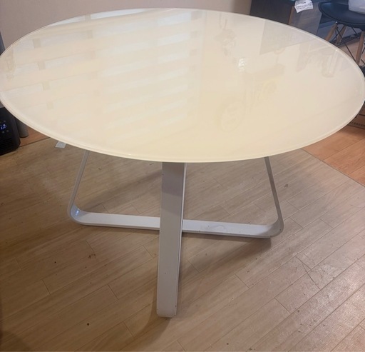 【お値下げ中】円形ダイニングテーブル（100cm）天板ガラス