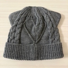 【未使用・試着のみ】ネコ耳ニット帽（サイズ52cm）の画像