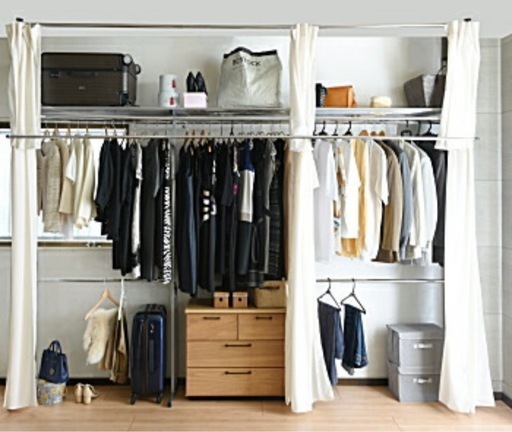 ツッパリクローゼットハンガーラックフロントハンガー付（オール